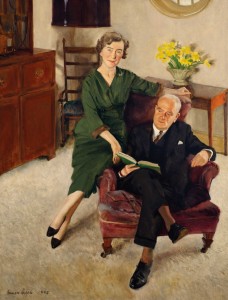 Sir John Lockwood, Master (1951–1965), and Lady Lockwood by Norman Hepple. (Birkbeck College, University of London)