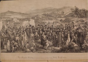An 1845 engraving of Haverty’s painting. The portrayal of women in the engraving is more symbolic. (NLI)