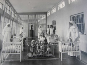The nursery at Sean Ross Abbey mother-and-baby home, Roscrea, Co. Tipperary. Perhaps 40–60,000 children were ‘given up’ for adoption from such institutions. (Brian Lockier/Adoption Rights Alliance)