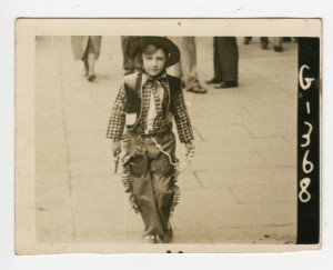 1936—‘cowgirl’ Lona Moran aged four or five. She later worked as a set and costume designer in the Gate and Olympia theatres in Dublin. (Frances Gorman)