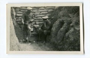 Major General Henry de Beauvoir de Lisle (sitting, right, with a fellow officer in a trench in Gallipoli), commander-in-chief of the 29th Division, had appointed Armstrong as one of his aides-de-camp. (Glucksman Library, UL) 