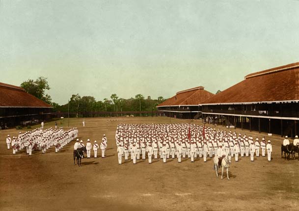 The Royal Munster Fusiliers on parade in Rangoon in 1912. (NMI)