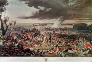 The Field of Waterloo as it Appeared the Morning after the Memorable Battle of the 18th June 1815, coloured aquatint by M. Dubourg, 1817, after John Heaviside. (National Army Museum, London/Bridgeman Images)