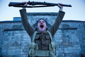 The performance begins (Liam Heslin) in the courtyard of the former Royal (now Collins) Barracks, where in early 1915 D Company of the 7th Battalion of the Royal Dublin Fusiliers was stationed and trained. 