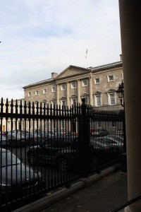 Leinster House viewed from the National Museum, Kildare Street. Physical proximity to power, beside the Dáil and Seanad, provided little comfort for this flagship cultural body. (©Ardfern)