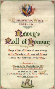 The Newry Roll of Honour—the common thread of the exhibition.  (All images: Newry and Mourne Museum)