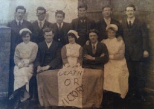  A group supporting IRA hunger strikers in Crumlin Road Jail, Belfast, 1920. Patrick Diamond (back row, second from the right) from south Derry was an O’Kane interviewee. (Cardinal Ó Fiaich Library & Archive)