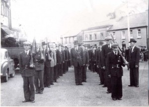 My paternal grandfather, Mick McGarry (centre), inspecting Old IRA comrades at a 1916 commemoration in Bray, Co. Wicklow, in the 1950s.