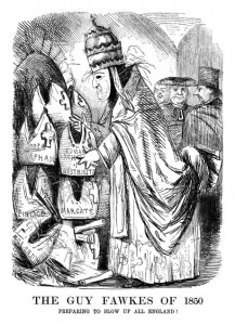 Punch magazine’s response to the re-establishment of the Catholic hierarchy in England in 1850. Murphy skilfully combined a xenophobic concern about Irish political issues with a conservative apprehension regarding the increasing revival and power of the English Catholic Church.