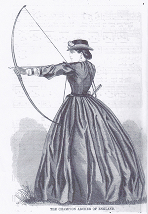 Above: Cecilia Betham, ‘the champion archer of England’. (Arthur’s Illustrated Home Magazine, October 1865) 
