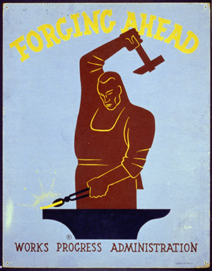 Above: ‘Forging ahead’—the Works Progress Administration (WPA) employed some five million Americans between 1934 and 1943. (Library of Congress)