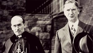 Above: ‘Here…will be trained the women who will assist in building happy homes, for here will be imparted right knowledge and practice of home-craft’—Archbishop John Charles McQuaid (with Éamon de Valera in December 1940).