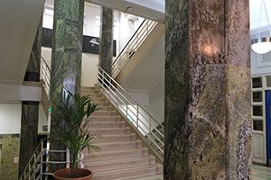 Above: The building was constructed almost entirely from Irish materials, including the Connemara marble seen here in the stairwell. (Peter Griffin)
