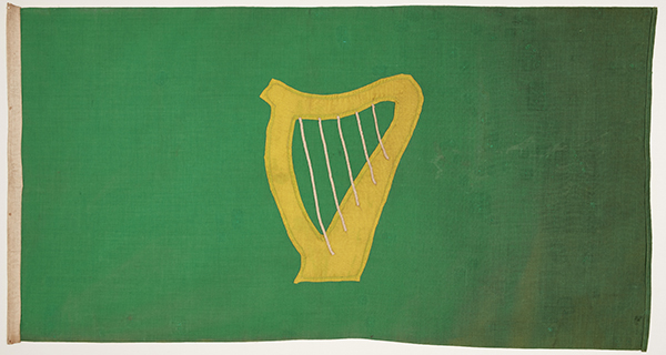 Above: The original Green Harp flag of the Irish Citizen Army that flew over Liberty Hall at Easter 1916. (Inniskillings Museum, Enniskillen)